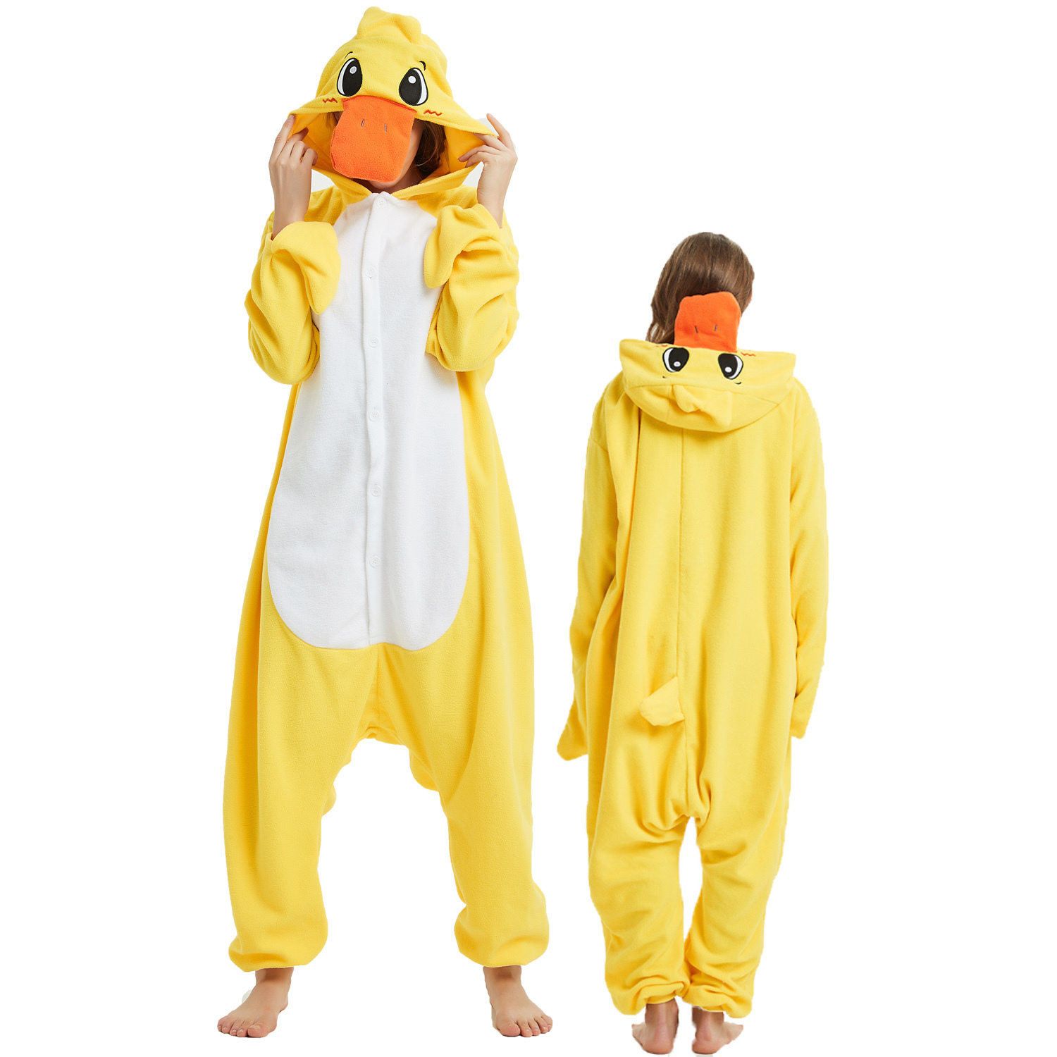Yellow Duck Adult Onesies Animal Cartoon Kigurumi Pajamas Halloween Cosplay