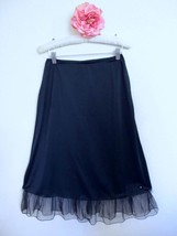 Vintage Kickernick Black Nylon Half Slip 26 S M Sheer Chiffon Ruffle Lace Pearl - £17.68 GBP