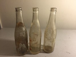 3 Vintage Pepsi Cola 10 Oz  Embossed Glass Bottles - $29.99