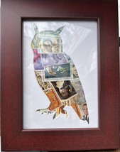 Owl (Hoot!) - Vintage Postage Stamp Collage Art - £34.52 GBP