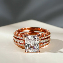 2.50Ct Radiant Cut VVS1 CZ Diamond TrioSet Engagement Ring 14K Rose Gold Finish - £159.46 GBP
