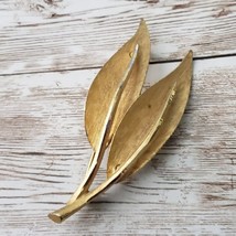 Vintage B.S.K Brooch / Pin Large Two Leaves Gold Tone - £8.68 GBP