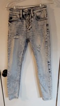 Womens 0 23 KanCan Bleach Blue Distressed Button Fly Skinny Denim Jeans ... - £14.79 GBP