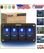 4 Gang Aluminum Rocker Switch Panel with Blue Backlit for Easy Vehicle C... - $608.16 MXN
