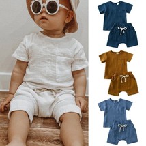 Summer Toddler Cotton Outfit Set - Shirt &amp; Shorts for Infants 0-24M - £18.37 GBP
