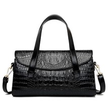 Women Leather Handbag For Female New Crocodile Pattern Portable Boston P... - £60.22 GBP