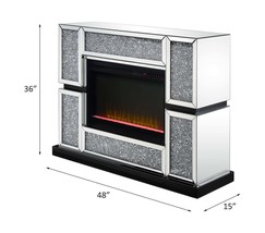 Noralie 48&quot; Fireplace, Mirrored &amp; Faux Diamonds - $1,294.00
