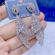 Long Drop Earrings Women Silver Crystal Drop Earrings Engagement Jewelry... - $46.17