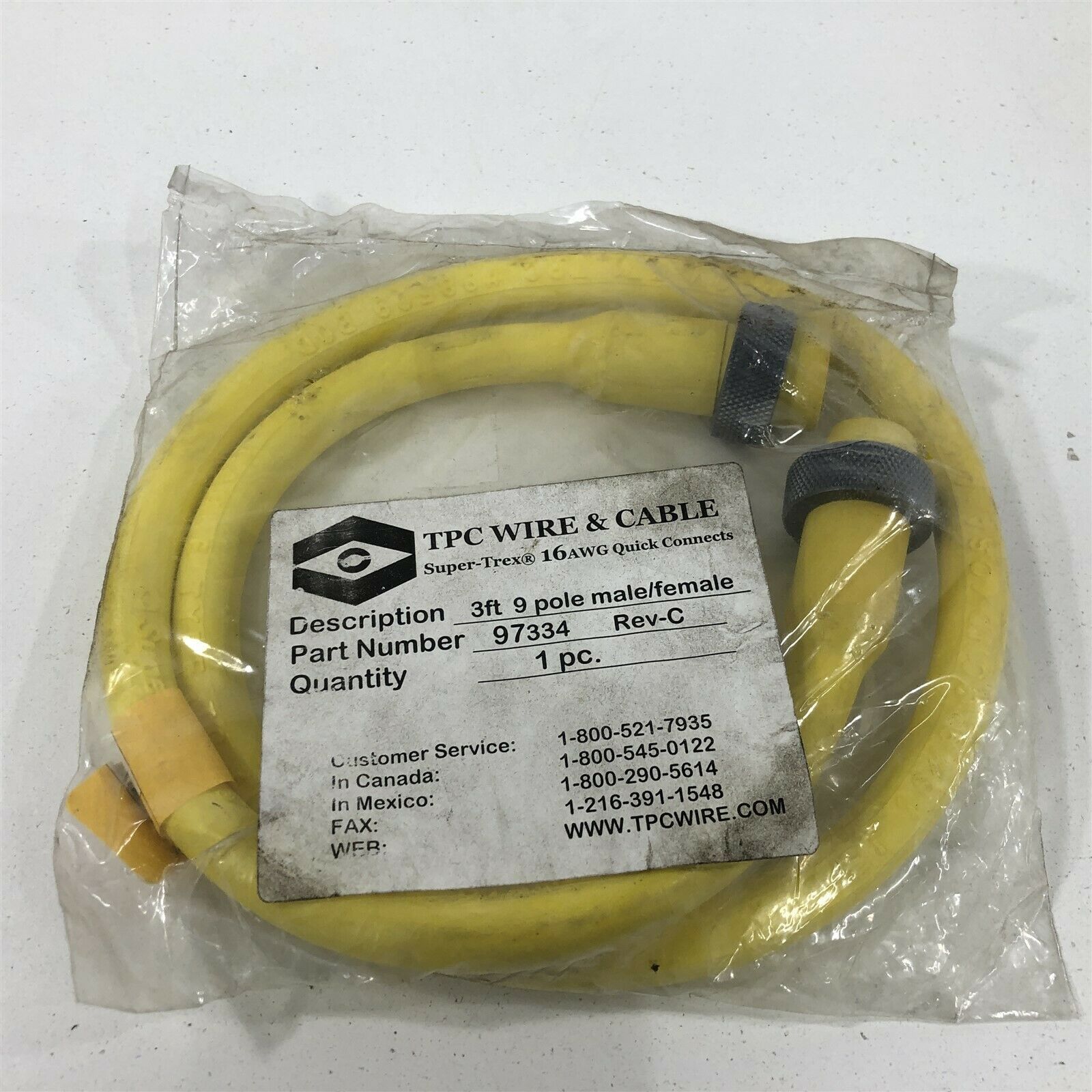 Primary image for TPC Wire & Cable 97334 3' 9 Pole Male/Female