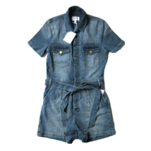NWT FRAME Denim Romper in Maxson Pleated Belted Denim Jean Short Coverall S - £72.53 GBP