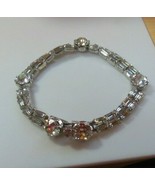 Vintage Signed WEISS Clear Baguette &amp; Round Rhinestone Tennis Bracelet 7... - $89.27 CAD