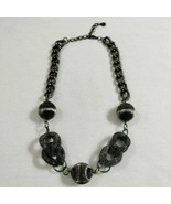 Chunky Gunmetal Grooved Bead Mesh Knot Linked Chain Collar Necklace Punk... - £9.40 GBP
