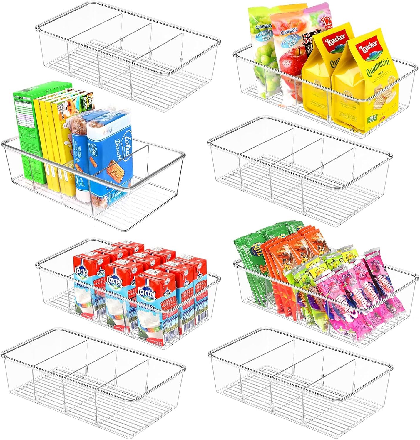 8 Pack Food Pantry Organization And Storage Bins,Plastic Clear, Cabinets - $36.99