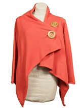 Haiku Cotton Sweater Falling Off Style Wood Buttons Size Small Muted Orange - £18.97 GBP