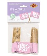 Beistle It&#39;s A Girl! Picks 2.5&quot; Pink White 50 Count Party Supply - $45.99 MXN