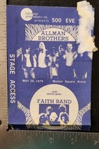 ALLMAN BROTHERS - MAY 26, 1979 ORIGINAL USED CONCERT TOUR CLOTH BACKSTAG... - $20.00