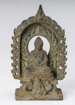 Antik Indonesische Stil Bronze Javanese Amitabha Buddha Statue - 13.5cm/12.7cm - $1,072.68