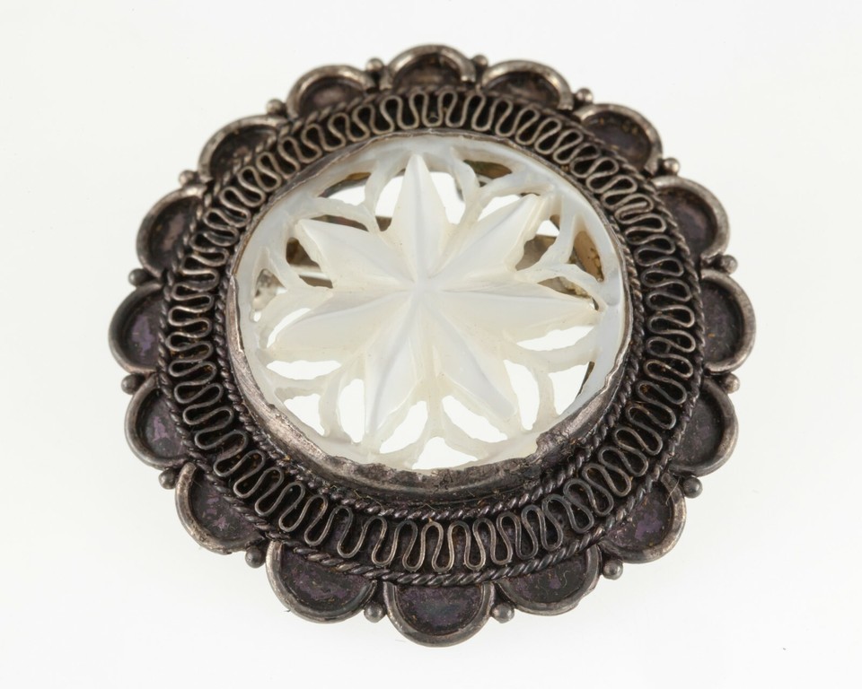 BETHLEHEM Mother of Pearl 7 Point Star Filigree Silver Brooch/Pendant 5.3g Item image 3