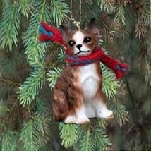 Small Resin Chihuahua Brindle Dog Breed Miniature Christmas Ornament - £8.78 GBP
