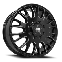 DUALLY HD34 17x6.5 8X165 +129 121.3 Gloss Black Milled (Front) - $375.00