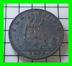 1881 Great Britain 1 Farthing - Vintage World Coin - $14.84