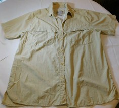 Bimini Bay Outfitters LTD Men&#39;s Short Sleeve Button Up Shirt XL xlarge Lt Tan-- - £13.45 GBP