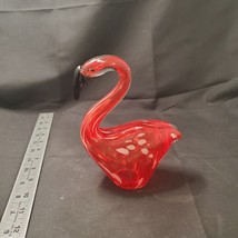 Art Glass blown RED Flamingo, Swan with White Spots and Black Beak - £14.17 GBP