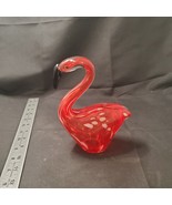 Art Glass blown RED Flamingo, Swan with White Spots and Black Beak - £14.12 GBP