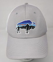 Patagonia Fitz Roy Bison Buffalo Trucker Hat Cap Gray White Snapback Mes... - £11.81 GBP