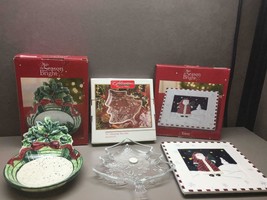 Lot of 2 &quot;Make the Season Bright&quot; Trivet &amp; Candy Dish W/ Celebrations Xm... - $24.74