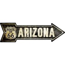 Vintage Route 66 Arizona 5&quot; x 17&quot; Novelty Metal Arrow Sign - £9.38 GBP