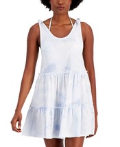 Miken Juniors&#39; Cotton Tie-Dye-Print Tiered Cover-Up Dress Cloud Size Medium - £8.69 GBP