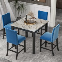 5-piece Counter Height Dining Table Set - Blue - £450.68 GBP