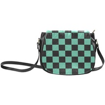 Demon Anime Checkered Black Green Saddle Bag Shoulder Bag - $50.00