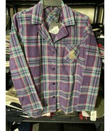 Lauren Ralph Lauren Women&#39;s Fleece Notch Collar Pajama Top-Purple Plaid-... - $380.59 MXN