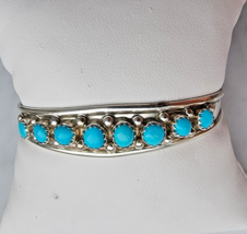 SPLENDID ELTON CADMAN HALLMARKED 925 STERLING SILVER TURQUOISE CUFF BRAC... - $192.06