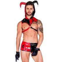 Jester Costume Vinyl Harness Hooded Horns Strappy Cut Out Zipper Shorts ... - £44.15 GBP