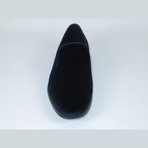 Mens Santino Luciano Shoes Soft Velvet Slip on Loafer Formal C351 Navy Blue image 3
