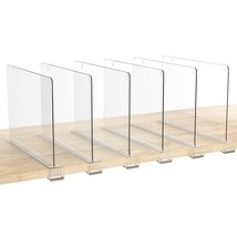 6 Pack Clear Shelf Dividers, Vertical Purse Organizer For Closet Perfect... - $40.99
