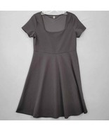 Shein Women Dress Size L Black Midi Plain A-Line Casual Square Neck Shor... - £10.24 GBP