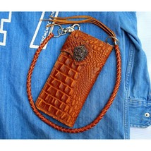 Handmade Leather Biker Wallet, Chain Wallet, Mens Bifold Wallet,Long Mon... - $55.99