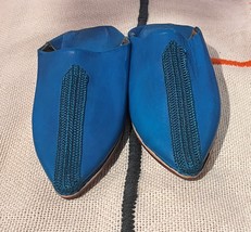 Moroccan women blue slippers shoe- Moroccan blue women babouches slippers- - £46.84 GBP