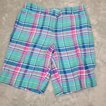 Talbots Perfect Shorts Women&#39;s Sz 12 Plaid Linen Blend Flat Front - $14.27