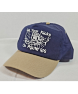 Vintage Get Your Kicks on Route 66 CAMEO Hat Cap Tan Navy Blue Snapback - $18.24 CAD