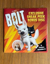 Bolt Movie Sneak Peek Bonus Disc Promo Disc DVD Walt Disney Pictures - £7.86 GBP