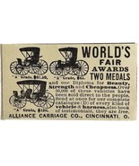 Alliance Carriage Worlds Fair Awards 1894 Advertisement Victorian Vehicl... - $27.40 CAD