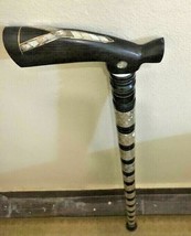 Ebony Wood canes walking sticks Inlaid Mother of Pearl Inlaid - £125.82 GBP