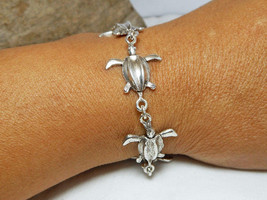 Leatherback Turtle Link Bracelet, 925 Sterling Silver, Handmade Turtle Chain - £86.56 GBP