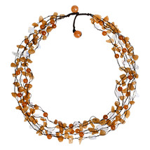 Vibrantly Colorful Chunky Layers of Orange Carnelian Multi-Strand Necklace - £17.71 GBP