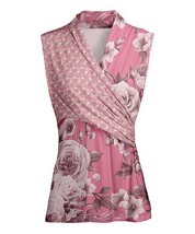 Lily Pink &amp; Mauve Floral Surplice Sleeveless Tunic (4XL) - £17.05 GBP